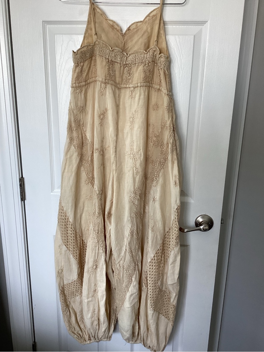 Free People Cream Lace-Trim Sleeveless harem bottom Jumpsuit - Picture 2 of 5